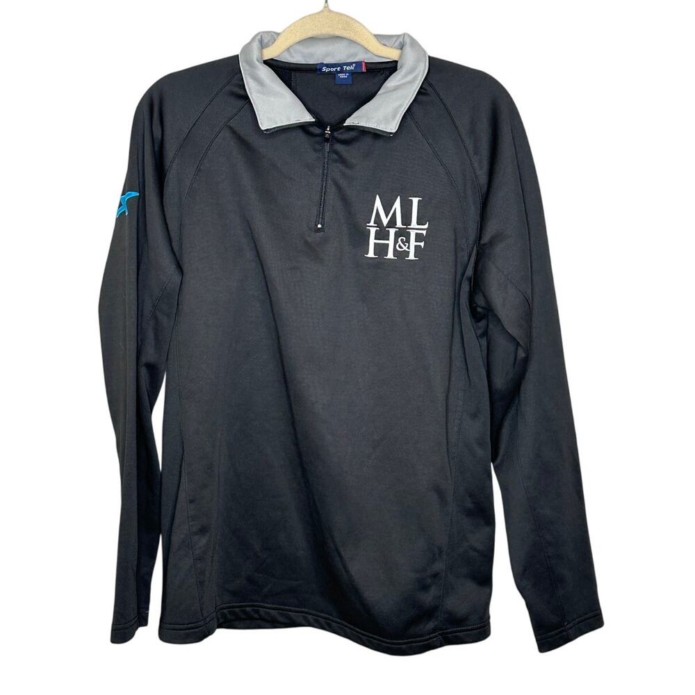 Sport Tek Black Long Sleeve Henley Shirt Graphic Print Activewear Collegiate M